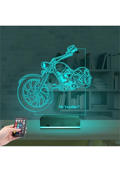 Luvivia Motosiklet Harley Motor Kişiye Özel 3d Lamba - Masa Gece Lambası V2 Şeffaf