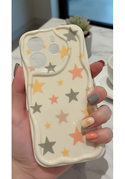 Xiaomi Redmi Note 14 4g Uyumlu Pastel Yıldız Desenli Dalgalı Kenar Kılıf - Kamera Korumalı