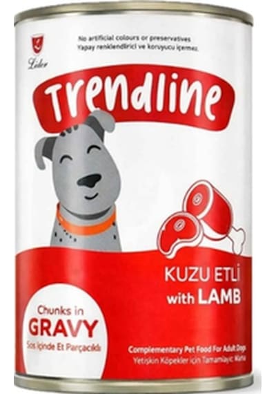 Trendline Sos İçerisinde Et Parçacıklı Kuzulu Yetişkin Köpek Konservesi 400 Gr 12'li Paket