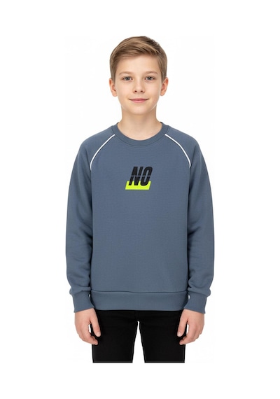No Baskılı Kapşonsuz Rahat İndigo Renk Erkek Çocuk Sweatshirt-90833 İndigo