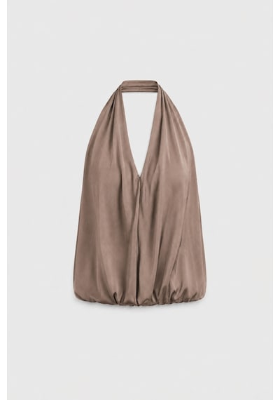 Suud Collection Sütlü Kahve Nina Dökümlü Halter Top Sütlü Kahverengi