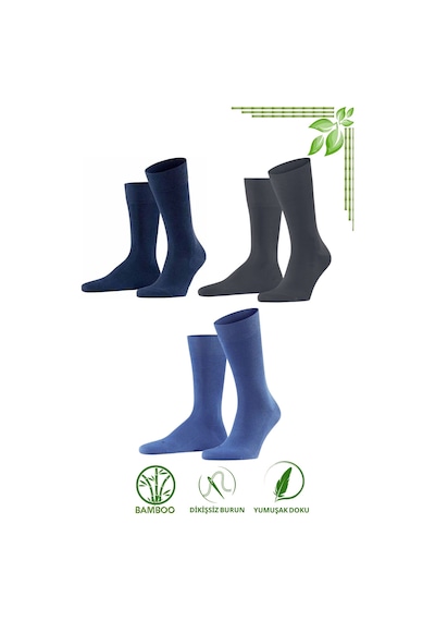 Kral Socks Bambu Erkek Soket Uzun Çorap Klasik Yazlık Dikişsiz 3'lü Set Antrasit