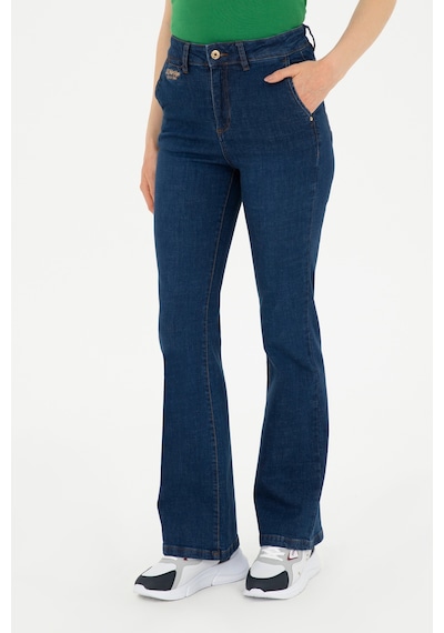U.S. Polo Assn. Kadın Mavi Slim Flare Fit Jean Pantolon 50280335-DN0022