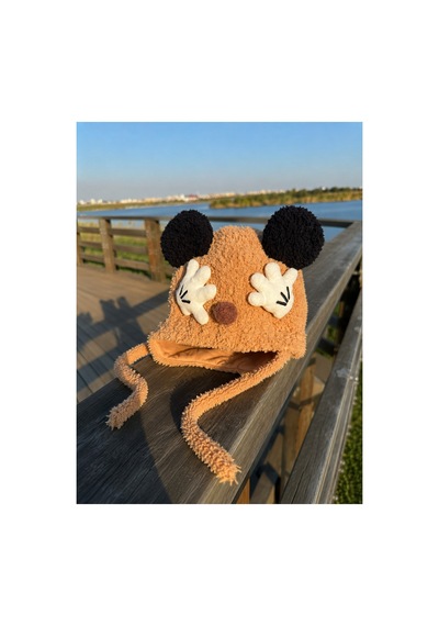 Mollycrush Bebek Camel Kışlık Peluş Şapka Kulaklı Bağcıklı Bere Modeli Kahverengi- Camel