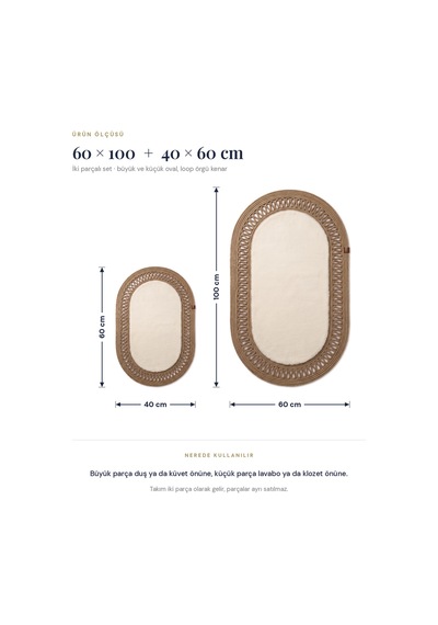 Banyo Paspası Takımı 60x100+40x60 Cm İç Trikot Bej & Camel
