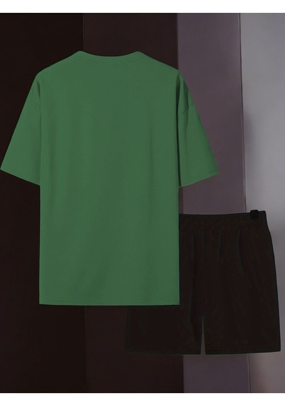 Uyguntarz Unisex Ciao Baskılı Tasarım Şort Takım Yeşil