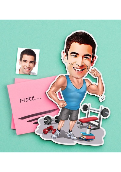 Kişiye Özel Bay Sporcu Karikatürlü Ahşap Magnet