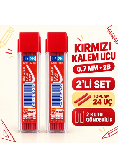 Mıkro 0.7 Kırmızı Renk Kalem Ucu 2 Tüp