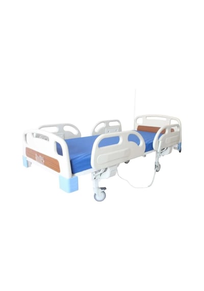 2 Motorlu Hastane Tipi Hasta Karyolası Full Abs Komple Set, 10 Cm Yatak Ve Serum Askısı Dahil