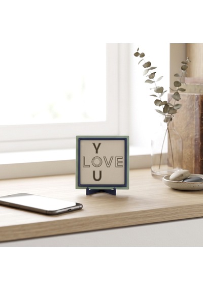 Minimalist Love You Yazılı Dekoratif Parça, Çalışma Masanız İçin Modern Ve Sempatik Detay 10x10 Cm
