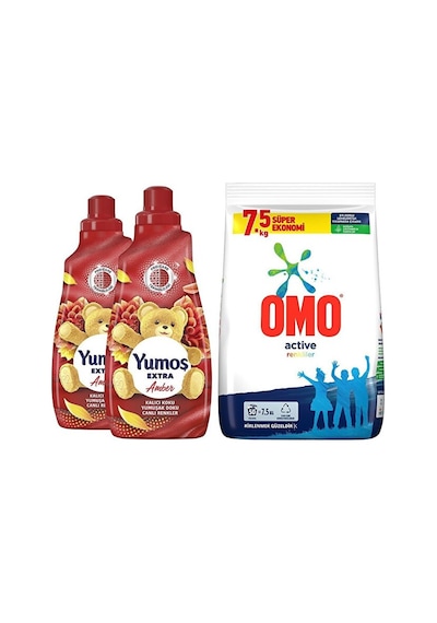 Yumoş Yumuşatıcısı Amber 1440ml 2adet Omo Active Fresh Toz Çamaşı 3'lü Set
