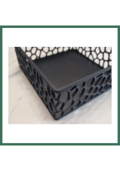 En-cag 3d Baskı Organik Desenli Peçetelik Kokteyl Peçete Tutucu 12,5x12,5 Cm Delikli Peçete Standı - Siyah Bss