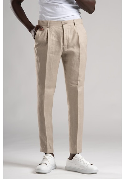 Sir Regular Fit Yarım Astarlı %100 Linen Keten Kumaş Takım Elbise 001