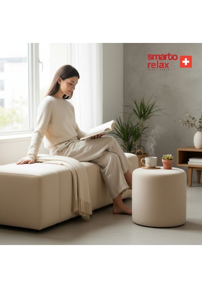 Smarto Relax Puf Babyface Kumaş Silindir Puf 40 45 Cm Bej