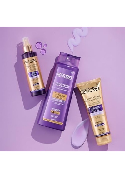 Restorex Collagen & Biotin Sıvı Saç Kremi Durulanmayan, Dolgunlaştırıcı Etki, Kolajen & Biotin İçerikli, Anında Tarama & Parlaklık, 200 Ml