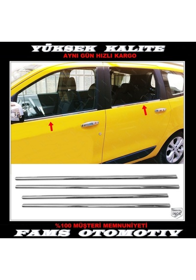 Dacia Lodgy Krom Cam Çıtası 4 Prç. 2012 Üzeri P. Çelik
