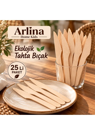16 Cm Ekolojik Tahta Bıçak 25 Li Ahşap