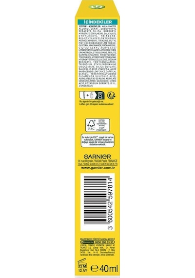 Garnier BHA + Niasinamid Fluid Günlük Güneş Koruyucu Yüz Kremi SPF50+ 40 ML