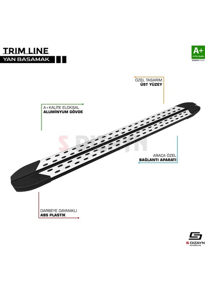 S-dizayn Fiat Scudo 3 Uzun Şase Trimline Gri Yan Basamak 248 Cm 2020 Üzeri