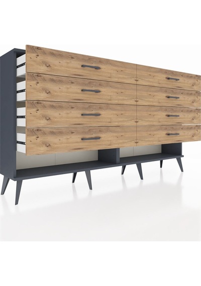 Arges Konsol 8 Çekmeceli 176x30x99 Antrasit-antrasit/çam Antrasit-antrasit/çam Arges Konsol 8 Çekmeceli 176x30x99 Antrasit-antrasit/çam Antrasit-antrasit/çam