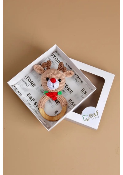 E&f Store Amigurumi Oyuncak - Geyik Diş Kaşıyıcı Çıngırak Çok Renkli