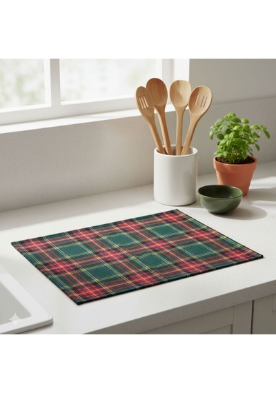 2 Adet Amerikan Servis,ekose Amerikan Servis,yıkanablir Supla 32x42 Cm Çok Renkli