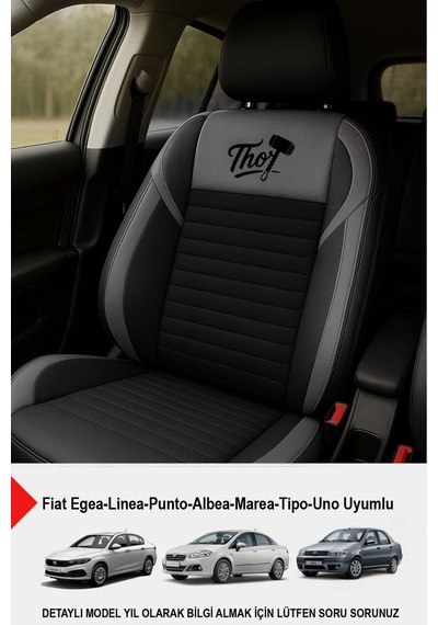 Naz Oto Thor Tay Tüyü Oto Koltuk Kılıfı Fiat Egea-linea-punto-albea-marea-tipo-uno Uyumlu Gri