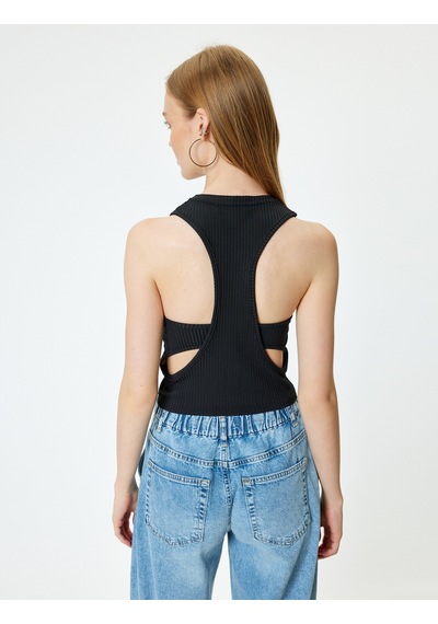 Koton Halter Yaka Atlet Fitilli Sırt Detaylı Kolsuz Slim Fit Siyah 4sal30353ık Siyah