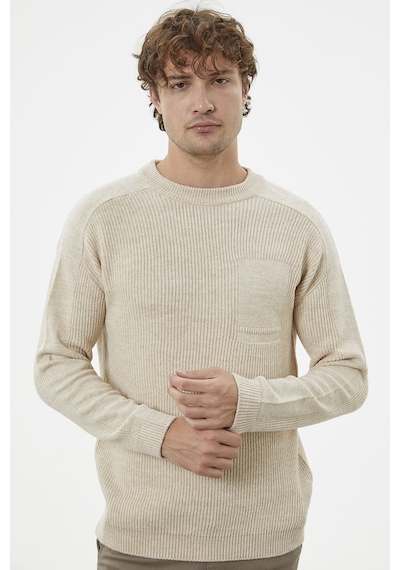 Sementa Selanik Örgü Basic Triko Kazak - Taş 001