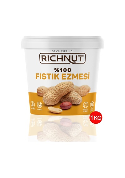 Richnut Şekersiz %100 Saf Doğal Fıstık Ezmesi 1 Kg
