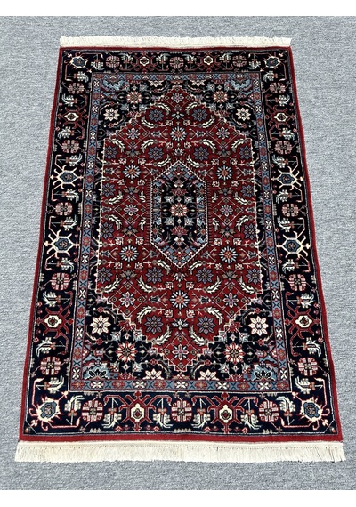El Dokuma İran Halısı 80x125 Kırmızı Lacivert Yün Sine Halısı Kırmızı