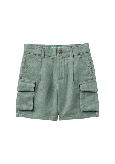 United Colors Of Benetton Erkek Bebek Önü Logo İşlemeli Yama Cepli Bermuda Şort Haki