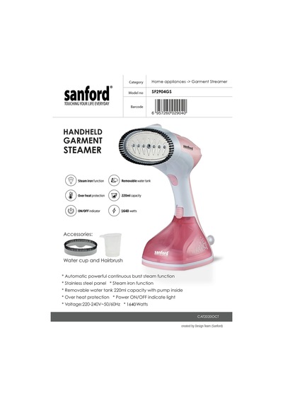 Sanford Taşınabilir Buharlı Dikey Ütü Portatif Kırışıklık  220 Ml. 1640 Watt Sf2904gs
