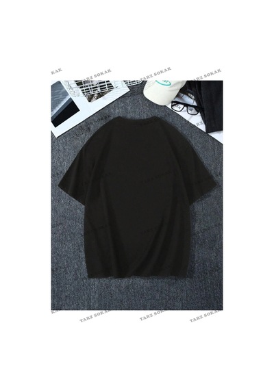 Startmore Unisex Kadın/erkek Freedom Renkli Özel Baskılı Oversize Penye Siyah