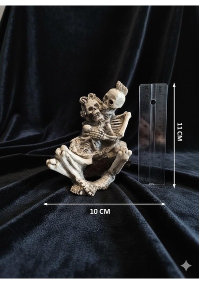 Gotik Dekorasyon Aşık İskelet Çift Biblo Heykeli Romantik Temalı Rock Dekor Objesi 1