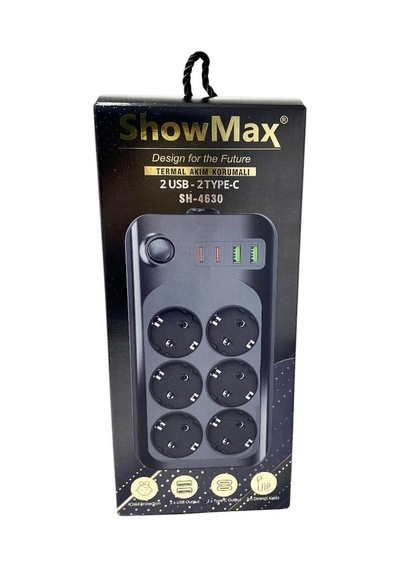 Showmax Sh-4630 2mt 2xusb-2xtype-c 4lü Termal Akım Korumalı Priz 10a 2500w 2 M