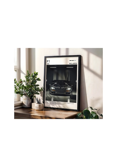 Mercedes-benz F1 Ahşap Çerçeveli Poster Tablo Şampiyon F1 Tasarım Siyah