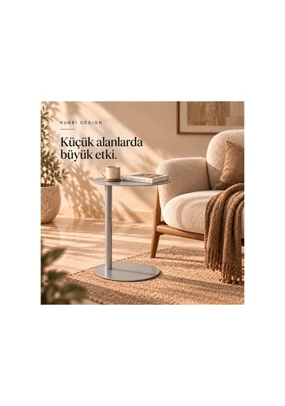 Slate Metal C Sehpa Modern Tasarım Elips Tablalı Minimalist Koltuk Yanı Sehpa Gümüş - 935314037 Gümüş