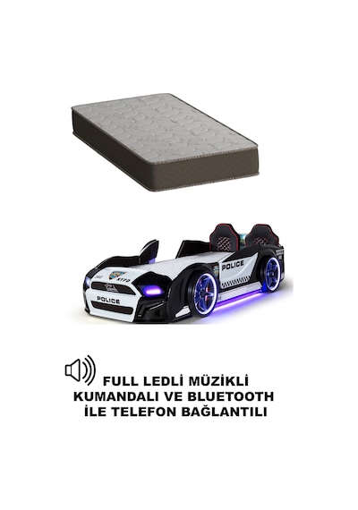 Arabalı Yatak Kapıları Açılan Mustang Full Ledli Kumandalı Ve Müzikli + Ortopedik Yatak Arabalı Yatak Kapıları Açılan Mustang Full Ledli Kumandalı Ve Müzikli + Ortopedik Yatak