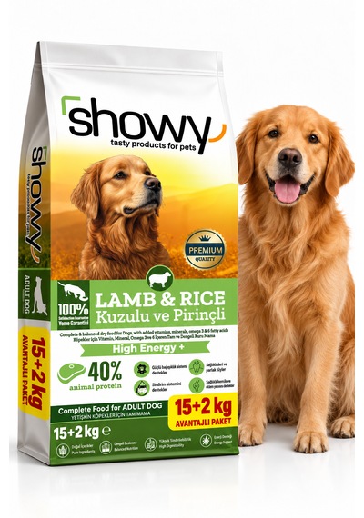 Showy Kuzulu Ve Pirinçli Yetişkin Köpek Kuru Maması 15+2 Kg