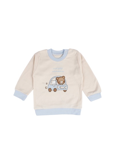 By Bebekodam Erkek Bebek Mavi Yeşil Ayıcık Baskılı Pijama Takımı