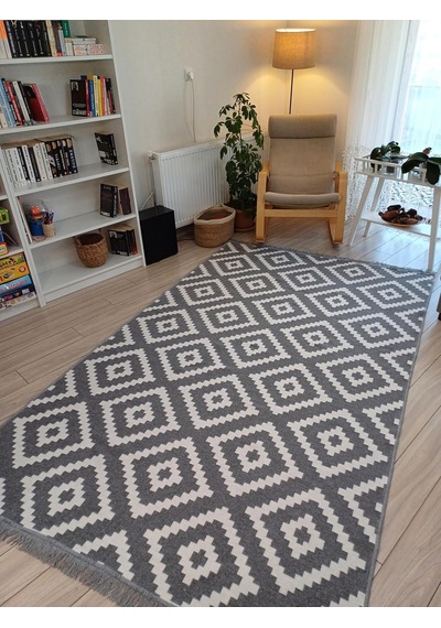 Kilim Çift Taraflı Dokuma Kilim Gri-beyaz 80 200cm Diğer