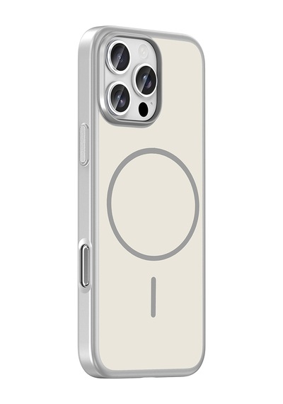 İphone 16 Pro Kılıf M-safe Şarj Özellikli Zore Lora Pc Kapak - Gümüş