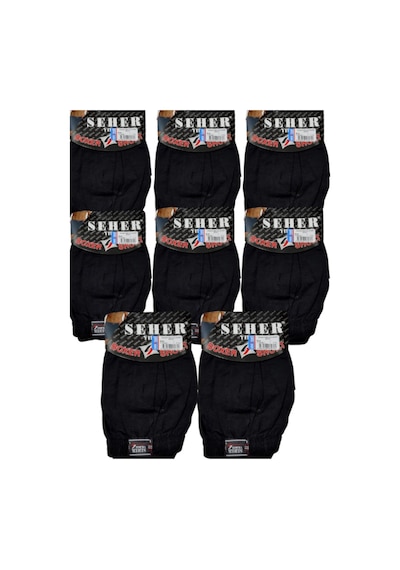 8'li Erkek Penye Boxer Siyah
