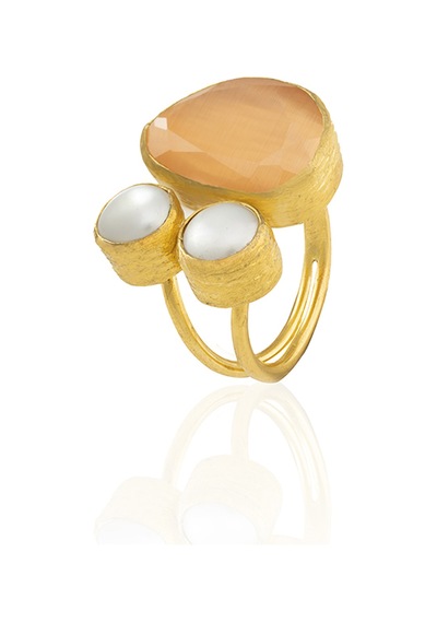 Kadir Jewellery 22 Ayar Altın Kaplama Kadın Zirkon Taşlı Yüzük-el İşçiliği Ve Özel Tasarım Turuncu