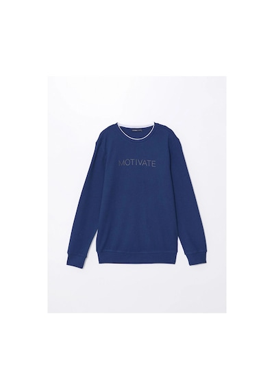 LC Waikiki Lacivert Bisiklet Yaka Uzun Kollu Baskılı Erkek Sweatshirt Çok Renkli