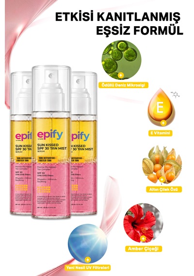 Epify Sun Kissed Spf 30 Mist Spray, 30 Faktör Self Tanning Spray, Bronzlaştırıcı Spray
