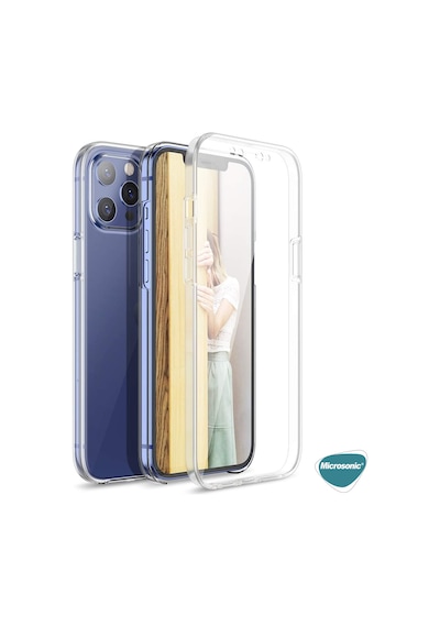 Microsonic Apple iPhone Uyumlu 15 Pro Kılıf 6 Tarafı Tam Full Koruma 360 Clear Soft Şeffaf -