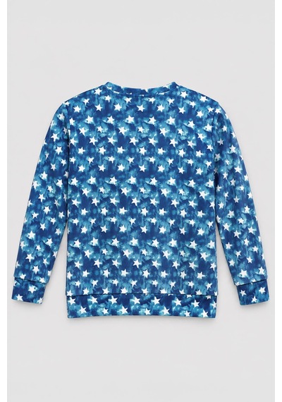 Markapia Erkek Çocuk Yıldız Desenli Yumuşak Kadife Dokulu Pijama Takımı Mavi