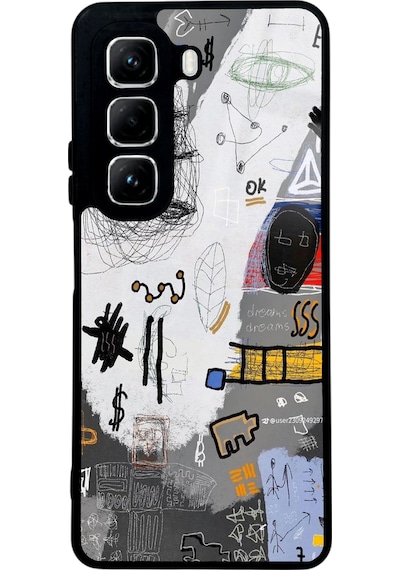 İnfinix Hot 50 Matematik Tahtası Tasarımlı Glossy Telefon Kılıfı Çok Renkli